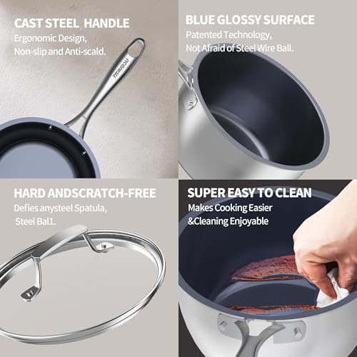 Sauce-Pan-Nonstick-Saucepan-with-Lid-22-Quart-Titanium-Stainless-Steel-Multipurpose-Small-Sauce-Pot-with-Lid-for-Home-Kitchen-PFOA-Free-Dishwasher-Oven-Safe-All-Stovetop-Compatible Sauce Pan Nonstick Saucepan with Lid 22 Quart Titanium Stainless Steel Multipurpose Small Sauce Pot with Lid for Home Kitchen PFOA Free Dishwasher Oven Safe All Stovetop Compatible