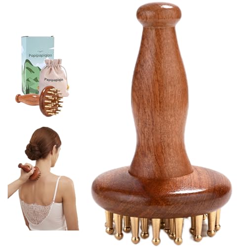 Papipapiqiao Meridian Massage Brush for Belly 29 Teeth H62 Brass Copper Massage Tool Belly Massage Brush for Body and Scalp Chinese SPA Gua Sha Tool for Body