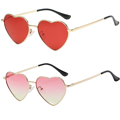 Onrtry Heart Shaped Polarized Sunglasses for Women Vintage Lovely Metal Frame Sun Glasses