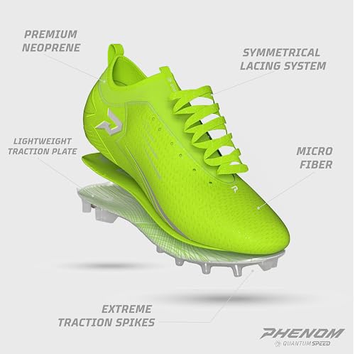 Phenom Elite Quantum Speed Football Cleats – Lightweight Speed Cleats for Men with Traction Plate – Performance Cleats for Football, Lacrosse & Rugby4