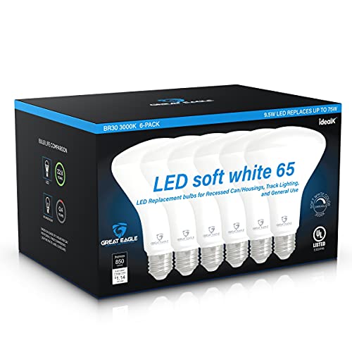 Great Eagle Lighting Corporation Br30 Led Bulb 9.5W (75W Equivalent) 3000K Soft White Color 850 Lumens Dimmable High Cri 90+ Recessed Light Ul Listed Title 20 Cec (Pack Of 6) #TOP3