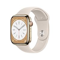 Apple Watch Series 8 (GPS + Cellular, 45mm) Smartwatch con cassa in acciaio inossidabile color oro...