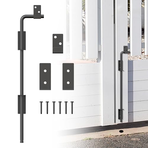 Image of 24 inch Heavy Duty Cane Bolt Gate Drop Rod with Upgraded Design, Square Gate Drop Rod for Wood PVC Vinyl Metal Yard Gate Latch-1 Pack