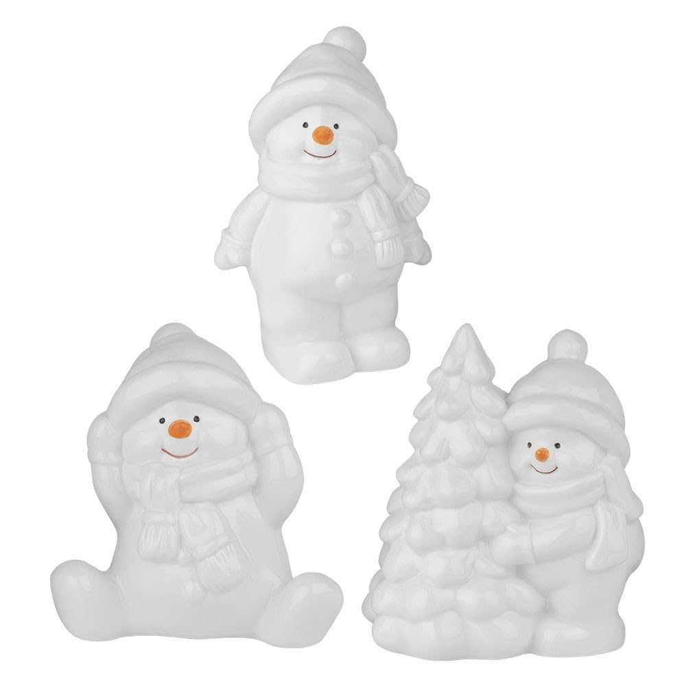 Ideen Mit Herz Weiß Decorative Figures Snowmen 2 | 3 Designs & Sizes | White | Pack Of 3