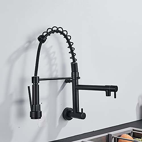 Grifo de la cocina de latón negro de pared para fregadero monomando
