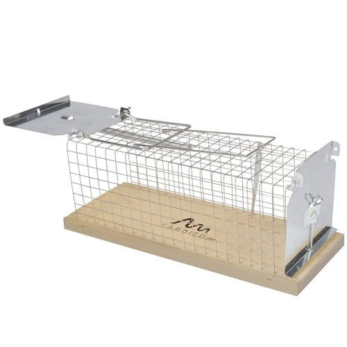 GARDIGO® Trappola per Ratti Vivi | In Legno e Metallo | Gabbia Grande | Lunga 30 cm | Trappola per Topi e Ratti Senza Esca Velenosa | Da Utilizzare in Cantina, Parcheggi o Fienili