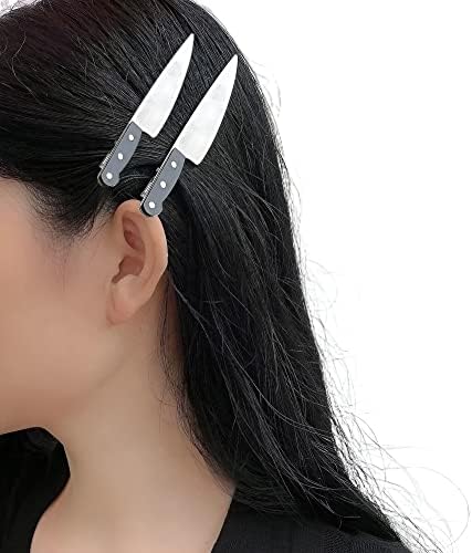 DZYUZK - 2 Pack - Knife Hair Clip Women's Fashion Punk Hair Accessories Girls Cosplay Party Hair Accessories Punk Hair Clips Black Hair Clips Knife Hair Clip