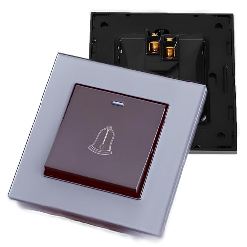 Qivine Pulsador Timbre Exterior 86 x 86 mm, Botón de Timbre Puerta Impermeable, Universal Interruptor de Luz de 220~250 V para Exterior