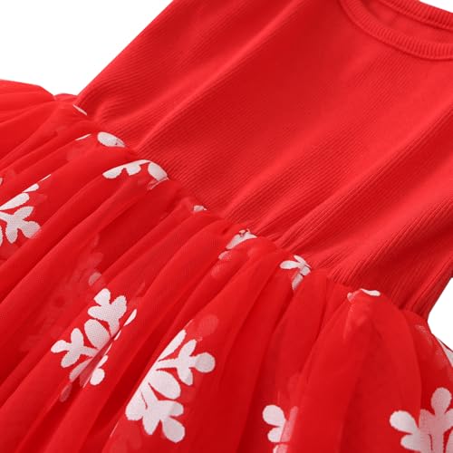 Image of GSVIBK Baby Girls Tutu Dress Toddler Girl Tulle Prom Dresses Princess Party Sundress 580 Snowflakes Red 90