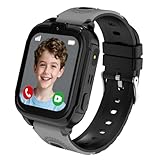 POFIBO Smartwatch Kinder 4G mit GPS und Telefon – Kinder Smartwatch mit Videoanruf, Voice Chat, SOS, Spiele, Playdate, Wecker, Schulmodus, Taschenlampe für Jungen & Mädchen 4–16 Jahre(Kohleschwarz)