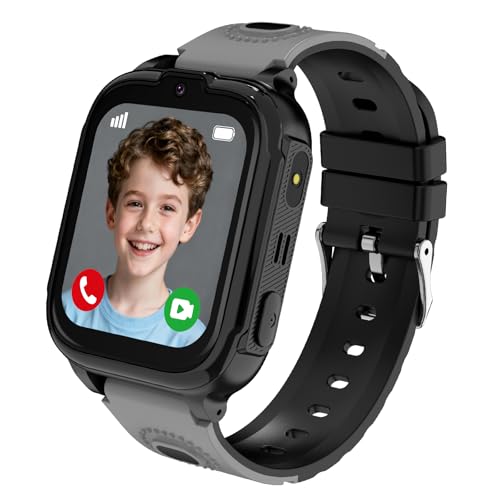 POFIBO 4G Kids Smartwatch with GPS Tracker – Video Call, Voice Chat, SOS, Games, Alarm Clock, School Mode, Flashlight, Smart Watch for Boys & Girls 4–16 Years(Black)