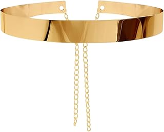 حزام مراة معدني ذهبي انيق للنساء مع حلقات سلسلة، قابل للتعديل