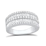 SILVERCLOSEOUT Sterling Silver Simulated Diamond Baguette Cut Statement Ring - Size 5