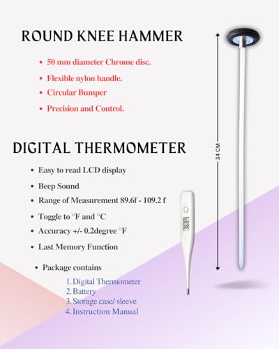 Image of CNS Medical Student Kit, with Tuning Forks, Snellen Chart, Knee Hammer, Digital Thermometer and More ( Central Nervous System Examination kit) for Medical professionals and Practitioners (MODEL 11)