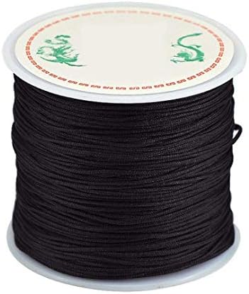 0.8mm Nylon Cord, Thread Chinese Knot Macrame Rattail Bracelet Braided String (Black)