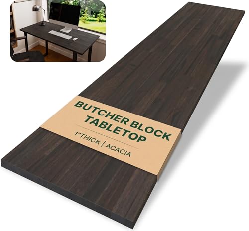 Howizz 60x30 in Solid Wood Table Top - 1in Thick Butcher Block Countertop for Standing Desk, Office Table, Workbench, DIY Furniture Projects, Espresso Color
