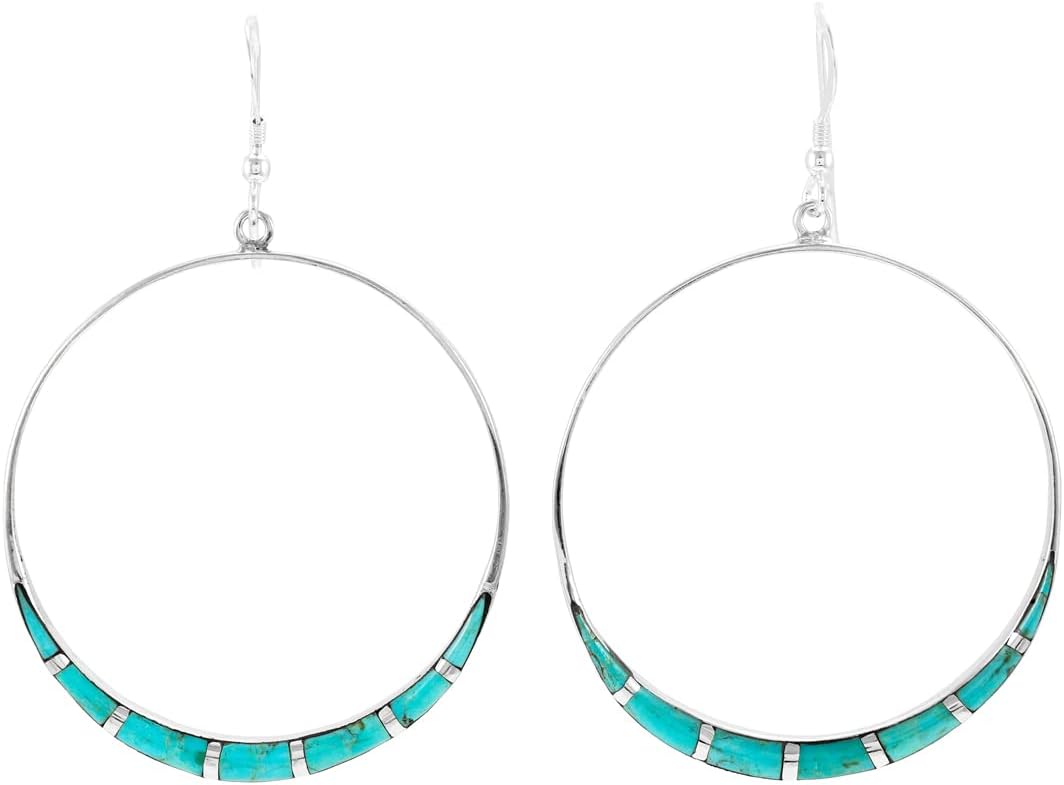 Turquoise Earrings 925 Sterling Silver & Genuine Gemstones (Choose Color) - Image 2