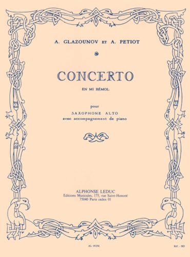 Alphonse Leduc ウィットナー グラズノフ : 協奏曲 サクソフォン・コンチェルト (サクソフォン、ピアノ) ルデュック出版