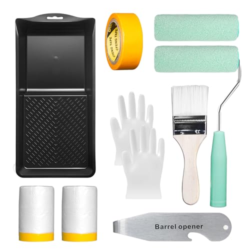 Application Roller Paint Kit，All in One Paint Tools for Home Owners for Professional Painting Results，9 Piece Home Painting Supplies, Foam House Painting Supplies, Painting Tools, Interior, Exterior