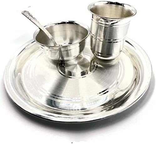 Balaji 999 Pure Silver 7.0 Inch Thali/Plate KIDS Set - Set01