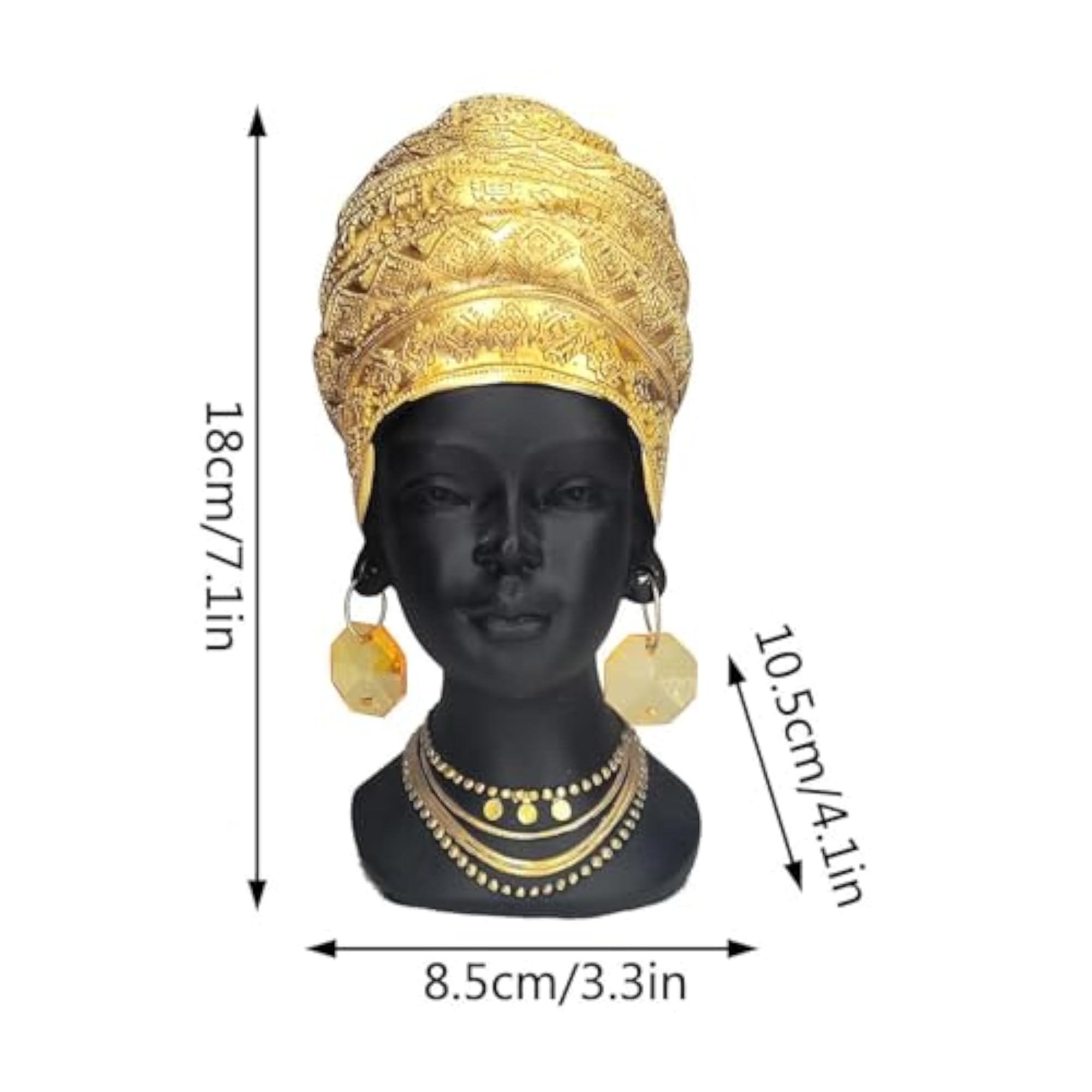 Practical Bedside Table with African Woman Statue Ornament