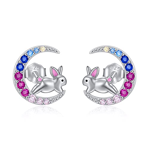 YFN Kaninchen Ohrringe Sterling Silber Hase Mond Ohrstecker Schmuck Geschenke für Damen Mädchen