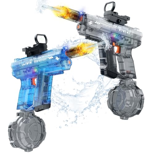 Vmiya Electric Water Gun 2 Pack for Adults and Kids, Light Up Automatic Squirt Gun Watergun, 800CC Large Capacity, 26-33 FT Long Range, Summer Outdoor Beach Pool Party Toy Gift