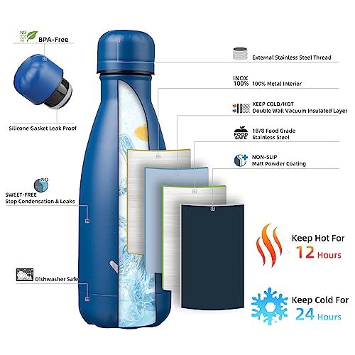 Image of Konokyo Insulated Water Bottles,12 oz Double Wall Stainless Steel Vacumm Metal Flask for Sports Travel,Blue