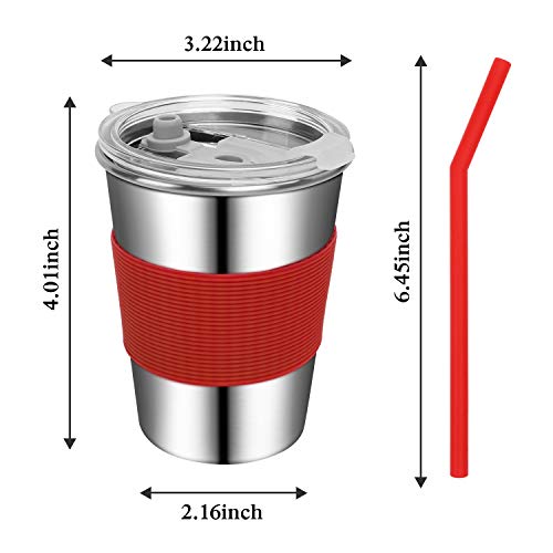 Rommeka 12Oz Stainless Steel Cups With Spill Proof Lids And Colorful Silicone Sleeves Stacking Tumbler Cups Dishwasher Safe For Kids And Adults, 6 Pack #TOP1