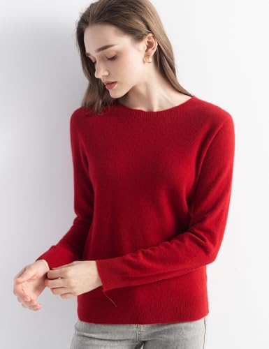 Women's 100% Pure Cashmere Sweater 2025 Fall Winter Crew Neck Long Sleeve Warm Soft Knitted Pullover4