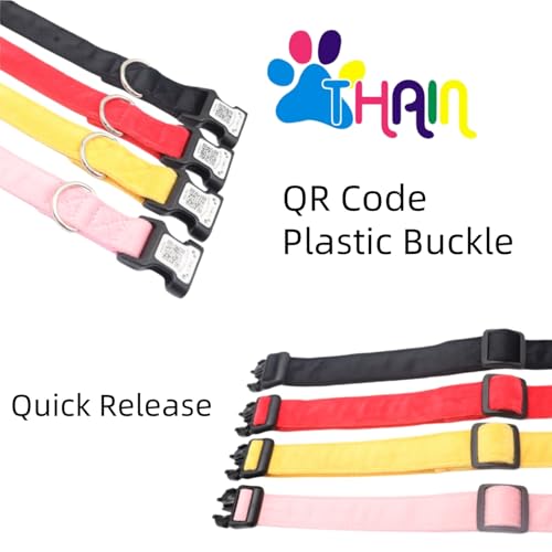 Collar para perro con código QR THAIN, nylon y terciopelo, talla S miniatura 4