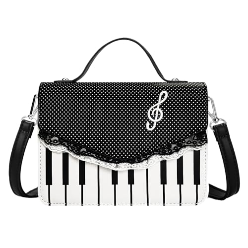 Image of Sunwel Fashion Cute Piano Purse Shoulder Crossbody Bag with Polda-dot Checkered