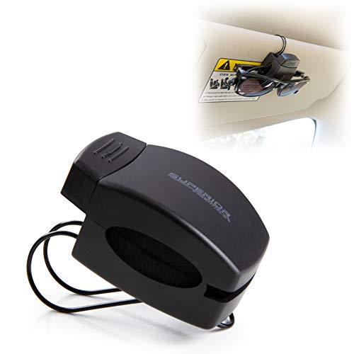 Superior Essentials Locking Sunglasses Holder for Sun Visor/Air Vent - Securely Holds Glasses & Sunglasses on Sun-Visor or Air-Vent