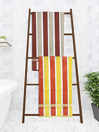 Athom Trendz Ecosaviour Striped Cotton Bath Towel 70×140 Cm Multicolour Pack Of 2 For Rs. 181 @ 77 %