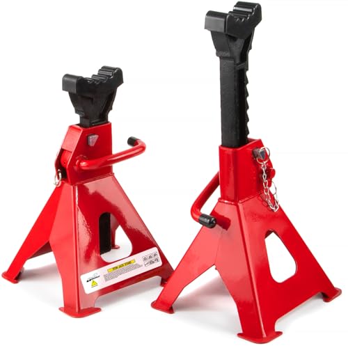 GAsupply 3 Ton Jack Stands, 10-Level Height Adjustable, 280-410mm Height, Steel with Rubber Pads, Car Tire Changing Use, 2-Pack