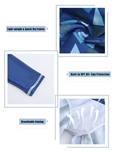 Mardonskey Boys Long Sleeve Rash Guard Swim Trunk Swimsuits Set Kids Two Piece Bathing Suit Swimwear Set Blue Long Beach Size 10, 9-10 Years #TOP3