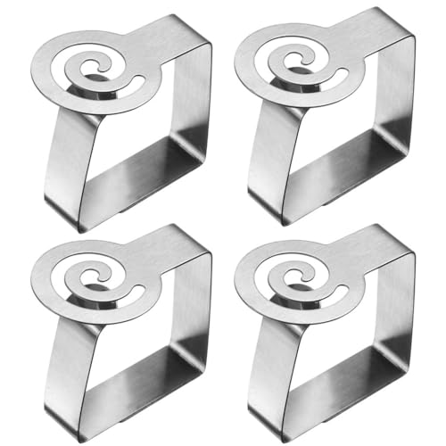 Westmark Spiral Table Cloth Clips - Set of Table Cloths, Ideal for Garden Tables, Suitable for Tables with a Thickness of 1-3 cm - Stainless Steel, 4 Pieces