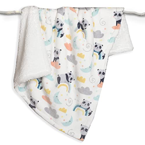 Image of Life Comfort Ultimate Sherpa Baby Blanket, Panda Premium Soft Plush and Warm Fluffy Fleece for Newborn, Infant, Toddler Perfect for Stroller, Crib, Travel, Nursery (30 x 40 inches)