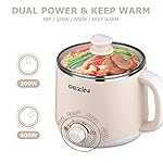 Dezin Electric Pot, 1.6L Ramen Cooker, Hot Pot Electric Stainless Steel, Multifunctional Cooker for Egg, Pasta, Soup, Porridge, Oatmeal with Temperature Control and Keep Warm Function - Image 5