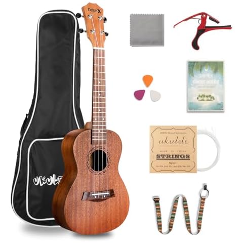 Dripex 23 Inch Concert Ukulele with Accessories Cover