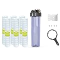 MewMore WHT20 20"x4.5" Whole House Water Filter Housing with 5 Micron String Wound Whole House Water Filter Cartridge-Pack of 6