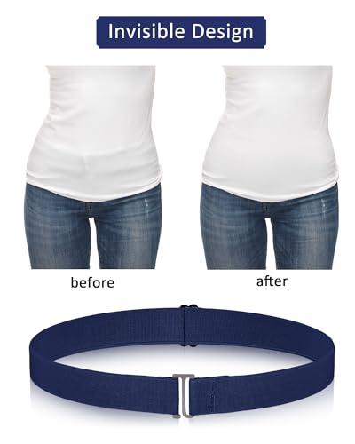Image of SATINIOR 2 /3 /4 Pack Women Elastic Stretch Belt Invisible Sweater Shirt Tuck Band with Flat Buckle for Jeans Pants
