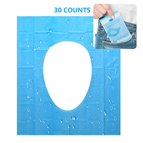 Disposable Toilet Seat Covers - 30 Counts Travel Set Waterproof Individually Wrapped Portable