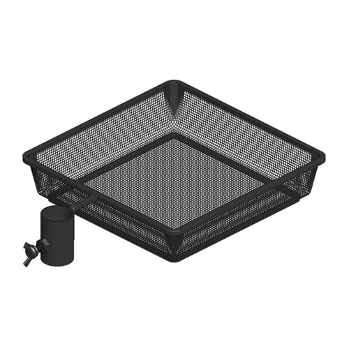 KLKCMS 屋外用鳥用餌トレイ ポールスタンド用 鉄製メッシュトレイ 頑丈で安定した庭の装飾プラットフォーム 取り付け簡単 1インチのポールにフィット, 四角