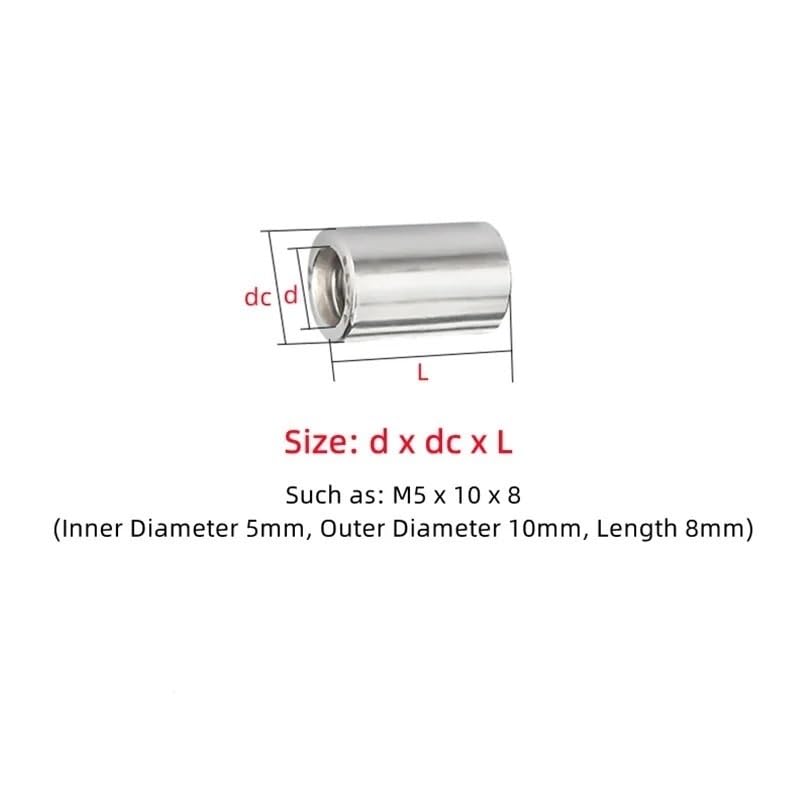 Stainless Steel Extended Round Coupling nut(M3 x 6 x 5 (10pcs))
