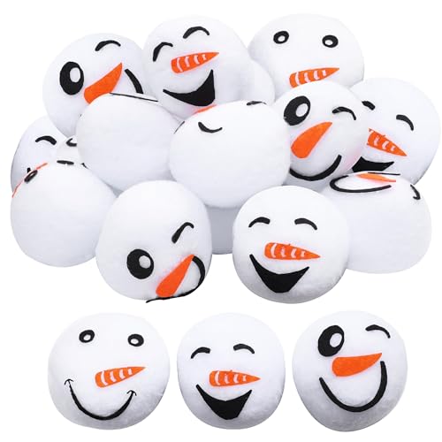 Cooraby 18 Pieces 2.4 Inches Snow Toy Ball Set Fun Set Plush Snowmen Balls Fake Snow Toy Ball Set Realistic and Interesting for Winter Game (Snowman A)