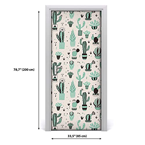 Vinilo extraíble e impermeable 85x200 cm diseño macetas de cactus 3