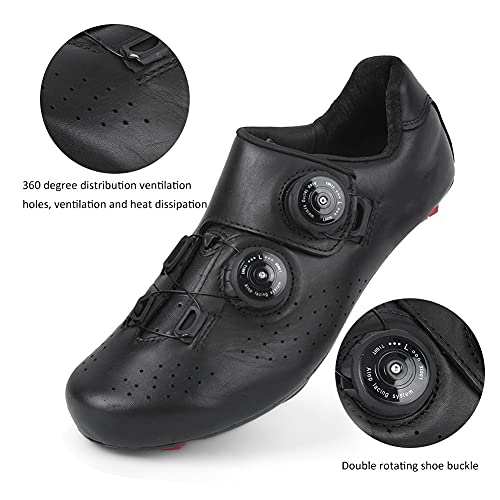 Chaussures de cyclisme sur route noires en cuir taille 42 avec semelle Nylon - 6