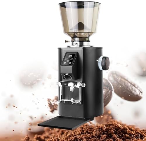 Espresso Coffee Bean Grinder - Commercial Flat Burr Grinder with 9 Precise Settings and Dual Dosing Modes (Black)