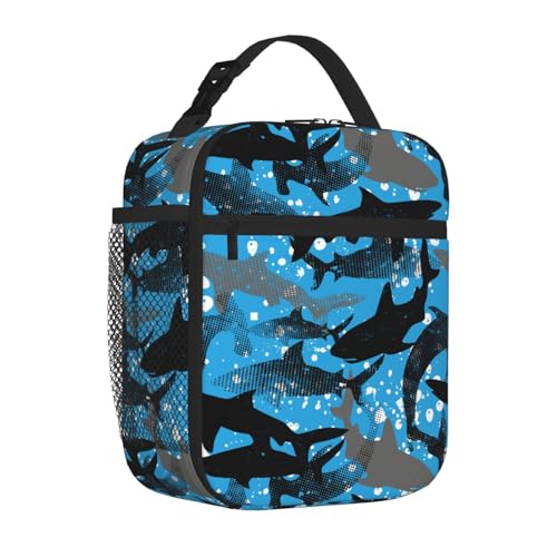 Wihukuy WIHUKUY-01 Abstract Sharks Insulated Lunch Bag Kids,Kids Lunch Box thumb #1